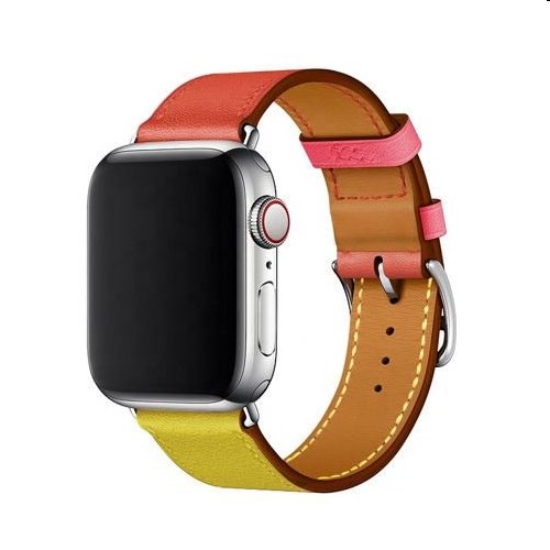 Óraszíj borjúbőr (rövid) COTEetCI  Apple Watch 42/44/45m, narancssárga/rózsaszín