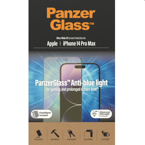 Védőüveg PanzerGlass Anti-Bluelight AB for Apple iPhone 14 Pro Max, fekete