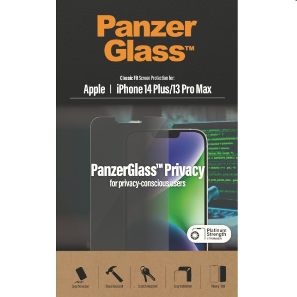 Védőüveg PanzerGlass Privacy AB for Apple iPhone 14 Plus/13 Pro Max, fekete