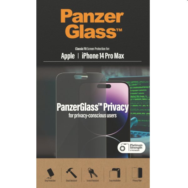 Védőüveg PanzerGlass Privacy AB for Apple iPhone 14 Pro Max, fekete