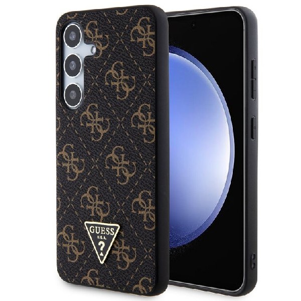 Zadný kryt Guess PU Leather 4G Triangle Metal Logo pre Samsung Galaxy S24 Plus, čieny