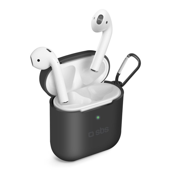 SBS silicone case for Apple AirPods 1/2, black, kiállított termék, 21 hónap garancia