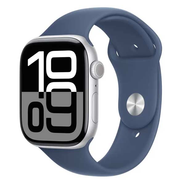 Apple Watch Series 10 GPS 42mm Silver Aluminium Case with Denim Sport Band - M/L