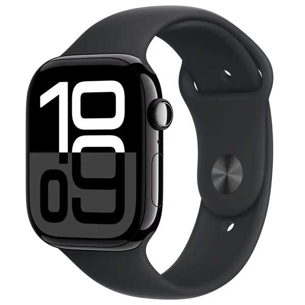 Apple Watch Series 10 GPS 46mm Klavírne čierne hliníkové s čiernym športovým remienkom - M/L