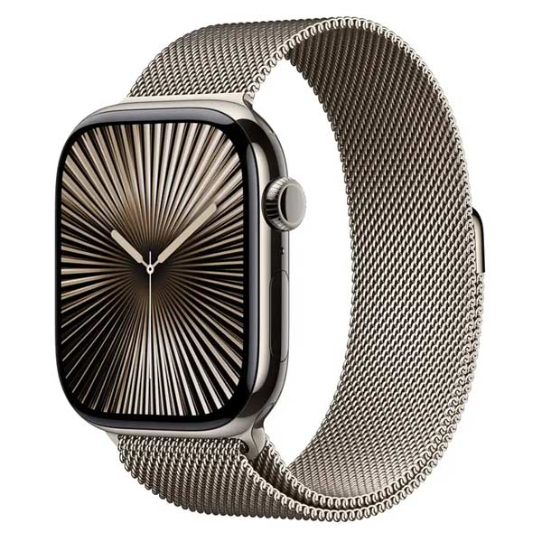 Apple Watch Series 10 GPS + Cellular 46mm Természetes titán természetes milánói szíj - M/L