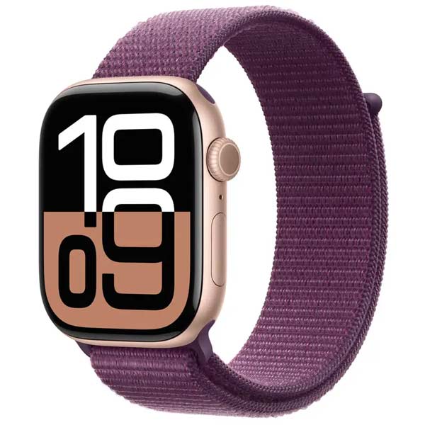 Apple Watch Series 10 GPS + Cellular 46mm Ružovo zlaté hliníkové so slivkovým prevliekacím športovým remienkom