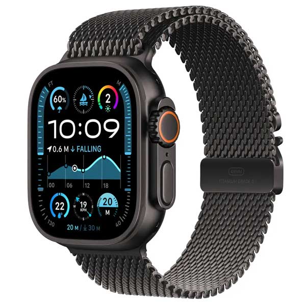 Apple Watch Ultra 2 GPS + Cellular 49mm Black Titanium Case with Black Titanium Milanese Loop - L