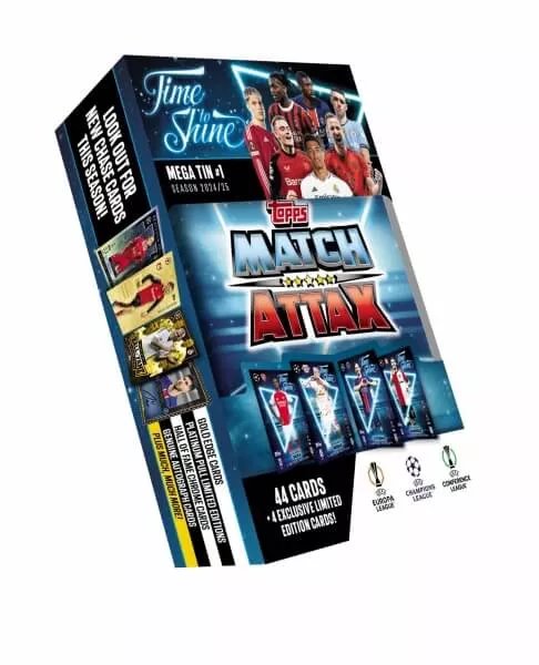 Futbalové karty Topps Match Attax TCG 2024/25 UCC Mega Tin 1 modrá