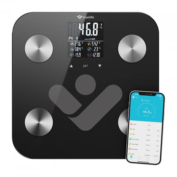 TrueLife FitScale W6 BT, osobná smart diagnostická váha, čierna