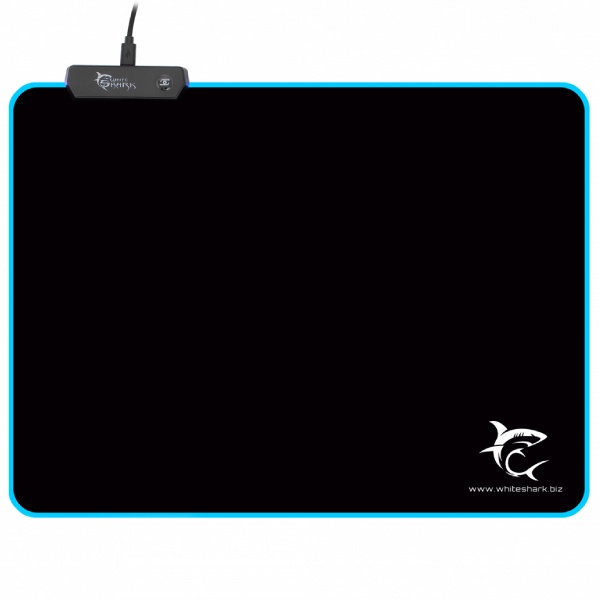 White Shark mousepad LED LUMINOUS L, 350x250 mm, black, kiállított, 21 hónap garancia