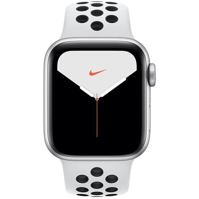 Apple Watch Nike Series 5 GPS, 44mm ezüst Aluminium Case with Pure Platinum/fekete Nike Sport Band - S/M & M/L