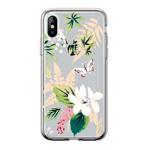 Comma tok Butterfly Crystal Flower Series for iPhone XS, fehér