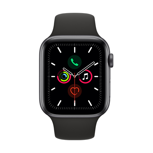 Apple Watch Series 5 GPS, 44mm kozmikus szürke Aluminium Case with fekete Sport Band - S/M & M/L