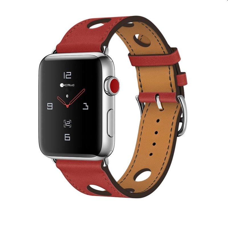 Lyukacsos bőr óraszíj COTEetCI Apple Watch 38/40/41mm, piros