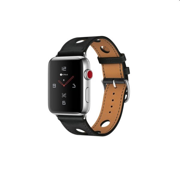 Lyukacsos bőr óraszíj COTEetCI Apple Watch 38/40/41mm, fekete