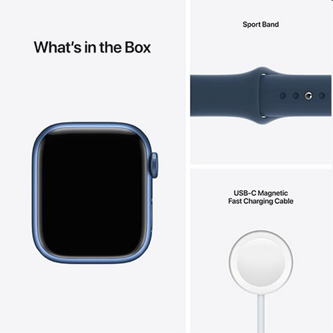 Apple Watch Series 7 GPS, 41mm Blue Aluminium Tok Abyss Blue Sportszíjjal - Regular