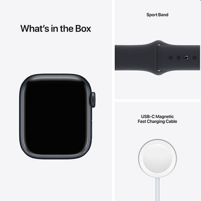 Apple Watch Series 7 GPS, 41mm polnočná , hliníkové puzdro so športovým remienkom polnočná - štandardná veľkosť