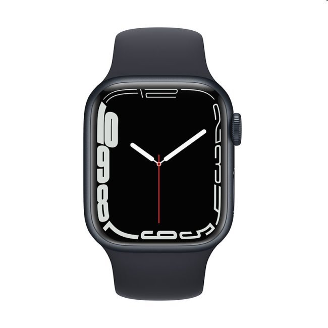 Apple Watch Series 7 GPS, 45mm Midnight Aluminium Tok Midnight Sportszíjjal - Regular