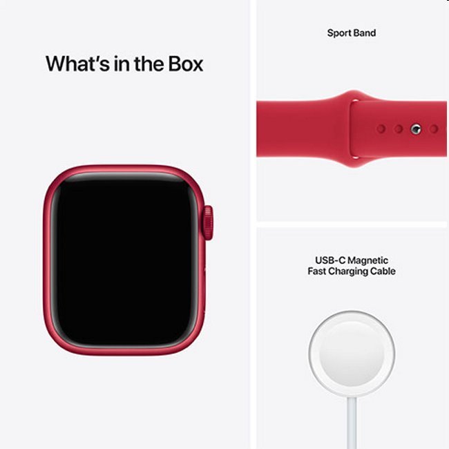 Apple Watch Series 7 GPS, 45mm (PRODUCT)RED Aluminium Tok (PRODUCT)RED Sportszíjjal - Regular