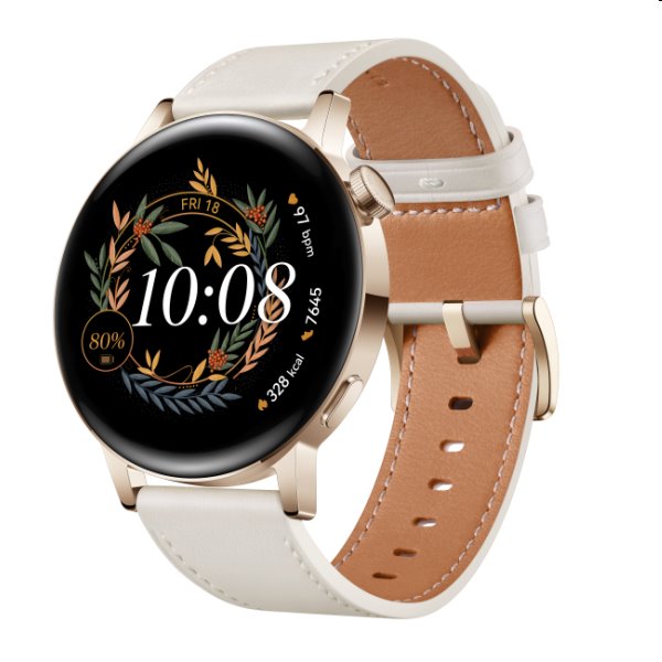 Huawei Watch GT3 42mm, elegáns fehér