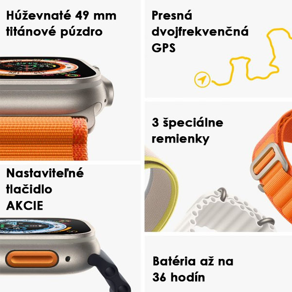 Apple Watch Ultra GPS + Cellular 49mm Titanium Case narancs Alpine Szíjjal - Nagy