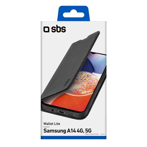 SBS Book Wallet Lite tok Samsung Galaxy A14 4G/A14 5G számára, fekete