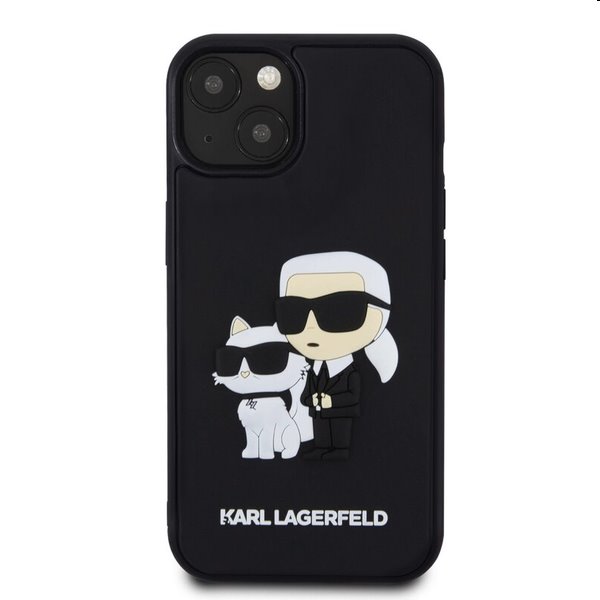 Karl Lagerfeld 3D Rubber Karl and Choupette tok Apple iPhone 14 számára, fekete