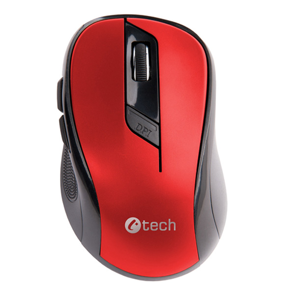 Vezeték nélküli egér C-Tech WLM-02, USB, 1600 dpi, piros