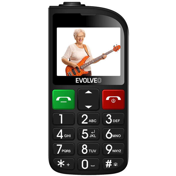 Evolveo EasyPhone FL, mobiltelefon időseknek töltőállvánnyal, fekete