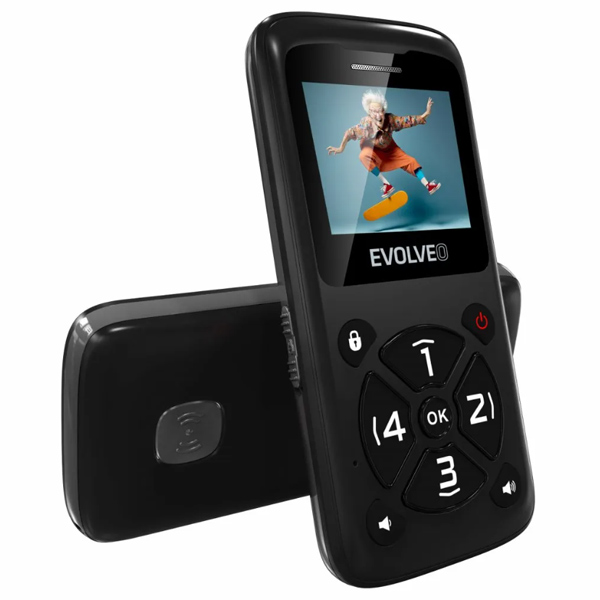 EVOLVEO EasyPhone ID, mobiltelefon időseknek, fekete