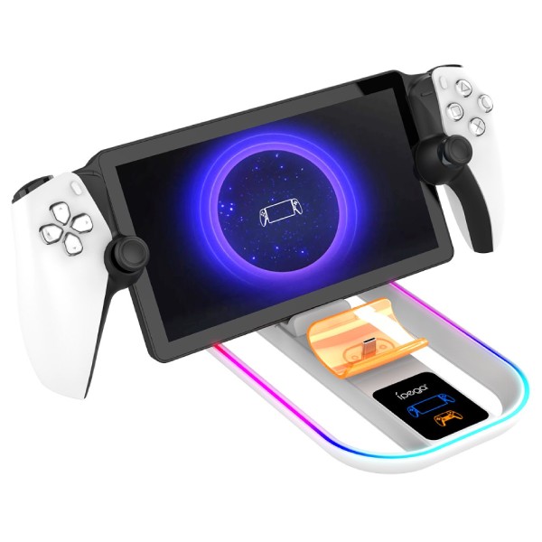 iPega P5P11 töltőállomás RGB-vel 2in1 Playstation Portal Remote Player és PS5 vezérlő számára, fehér