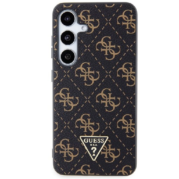 Zadný kryt Guess PU Leather 4G Triangle Metal Logo pre Samsung Galaxy S24 Plus, čieny