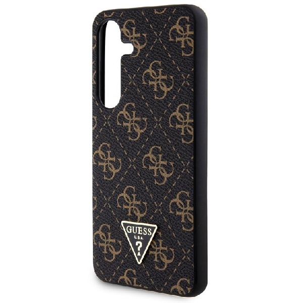 Zadný kryt Guess PU Leather 4G Triangle Metal Logo pre Samsung Galaxy S24 Plus, čieny