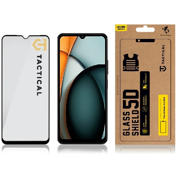 Tactical Glass Shield 5D védőüveg  Xiaomi Redmi A3 2024 számára, fekete