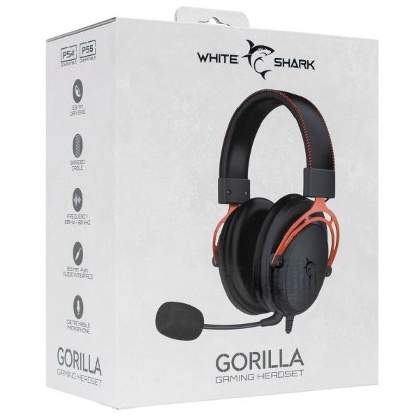 White Shark herné slúchadlá GORILLA pre PC, MAC, PS4, PS5, Xbox, červené/čierne