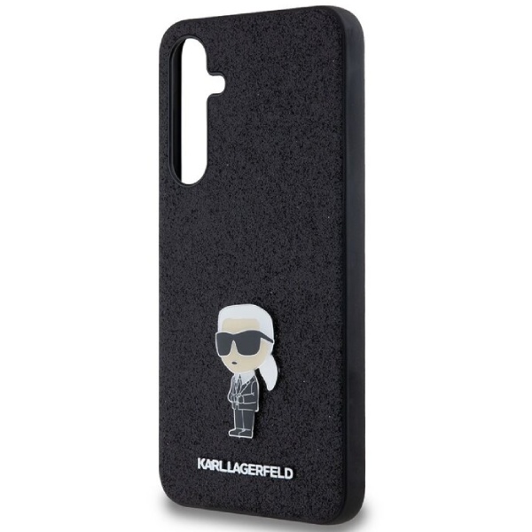 Zadný kryt Karl Lagerfeld Fixed Glitter Metal Ikonik pre Samsung Galaxy A35 5G, čierny