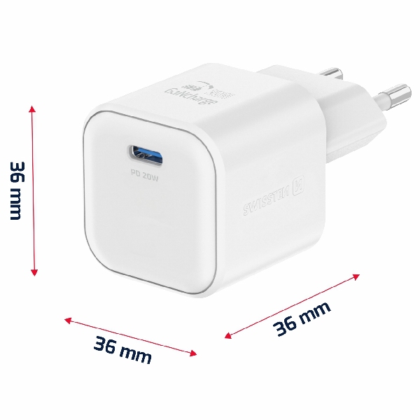 SWISTEN hálózati adapter GaN 1x USB-C 20 W PD, fehér