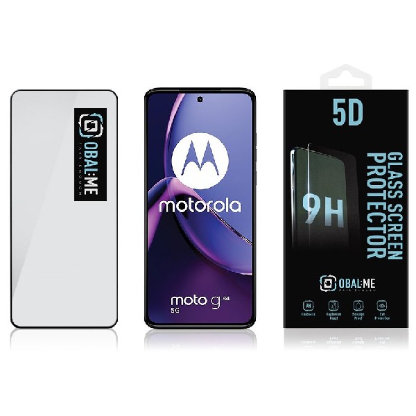 OBAL:ME 5D Edzett védőüveg Motorola G84 számára, fekete