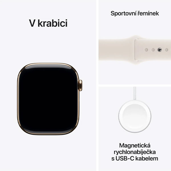 Apple Watch Series 10 GPS + Cellular 46mm Arany titán csillagos fehér sportszíj - M/L