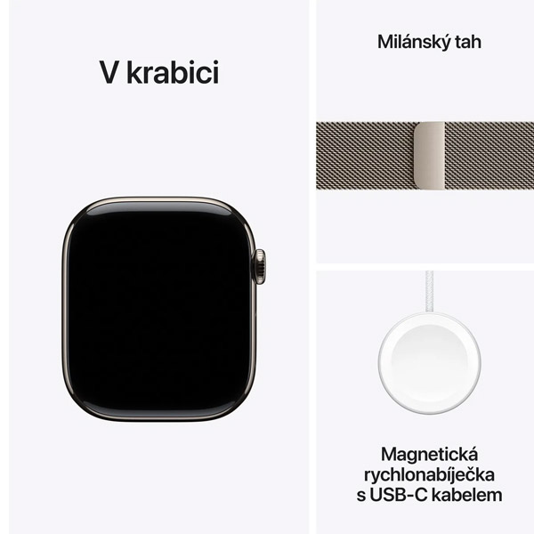 Apple Watch Series 10 GPS + Cellular 46mm Prírodné titánové s prírodným milánskym remienkom - M/L