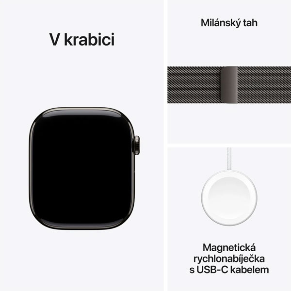 Apple Watch Series 10 GPS + Cellular 46mm Palaszürke titán palaszürke milánói óraszíj - M/L