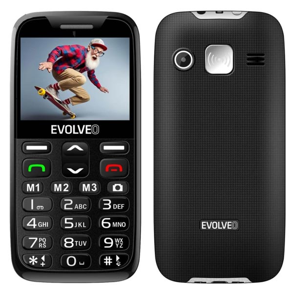 Evolveo EasyPhone XR, mobiltelefon időseknek, töltőállvánnyal, fekete