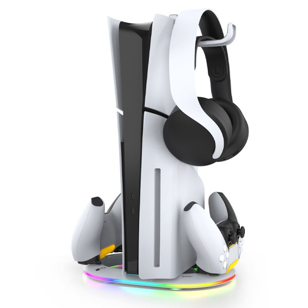 iPega P5S045 Vertical Charging Stand with RGB for PS5/PS5 Slim White