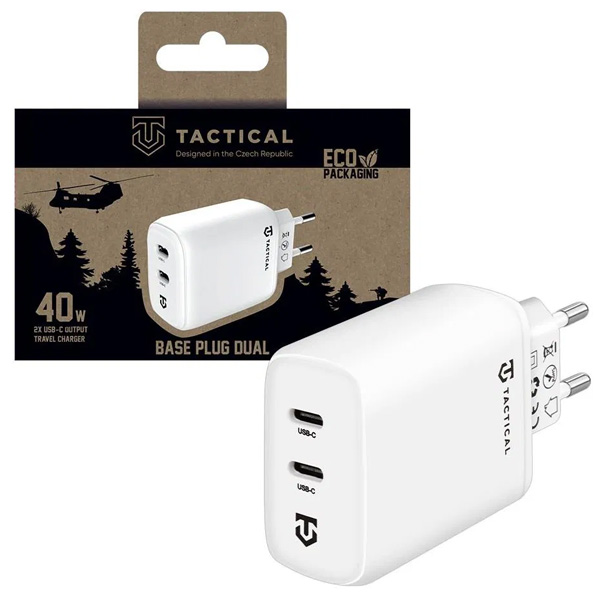 Tactical duális töltő Base Plug Dual 40 W, fehér