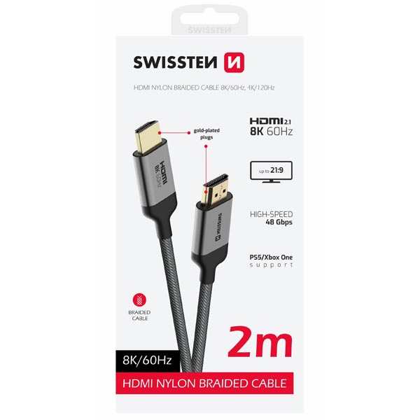 SWISSTEN HDMI kábel HDMI 8K 60 Hz, 2 m