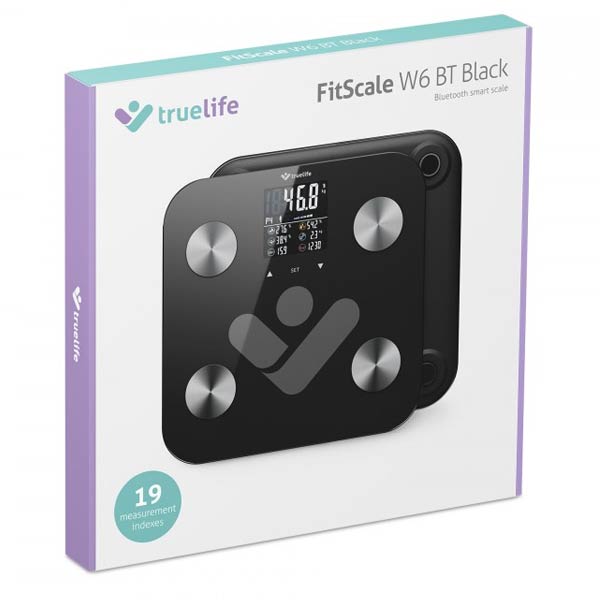 TrueLife FitScale W6 BT, smar diagnosztikai személymérleg, fekete