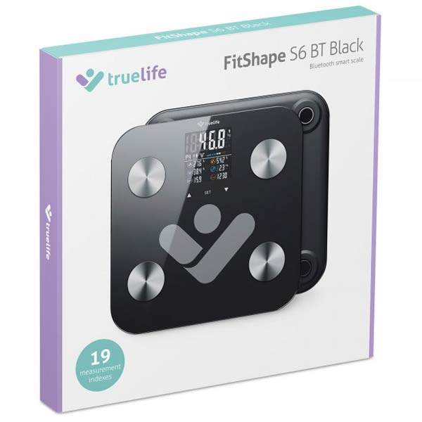 TrueLife FitShape S6 BT, smart diagnosztikai személymérleg, fekete