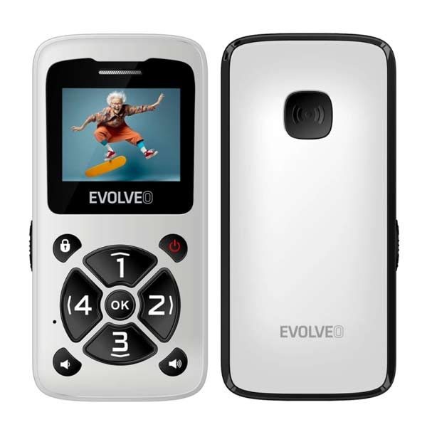 EVOLVEO EasyPhone ID, mobiltelefon időseknek, fehér