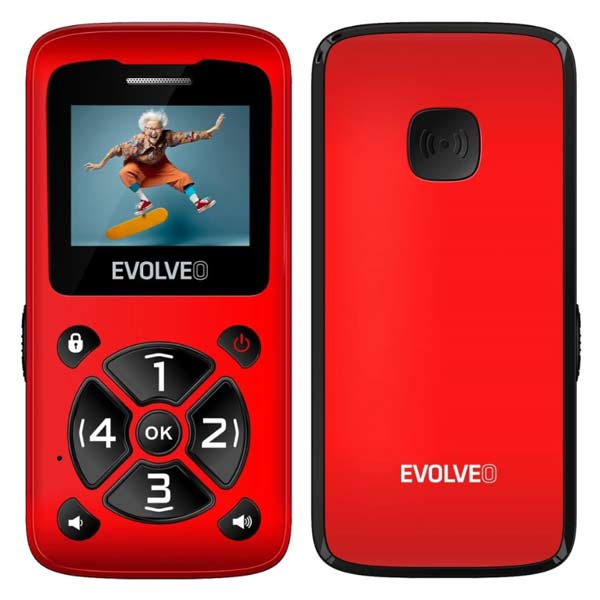 EVOLVEO EasyPhone ID, mobiltelefon időseknek, piros