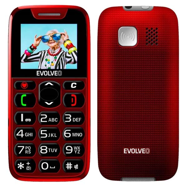 Evolveo EasyPhone, mobiltelefon időseknek töltőállvánnyal, piros